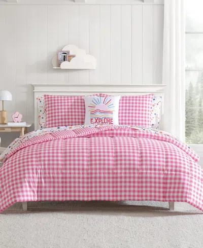 Eddie Bauer Preston Check Microfiber 4-pc. Comforter Set, Full/queen In White,light Pink