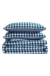 Eddie Bauer Preston Check Microfiber Comforter Set In White/cosmo Blue