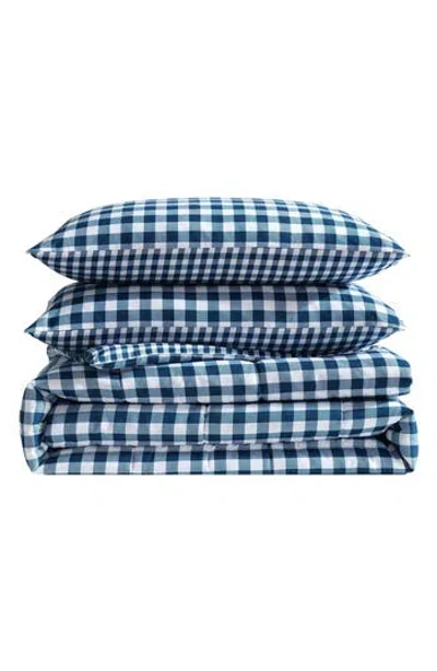 Eddie Bauer Preston Check Microfiber Comforter Set In White/cosmo Blue