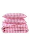 Eddie Bauer Preston Check Microfiber Comforter Set In White/light Pink
