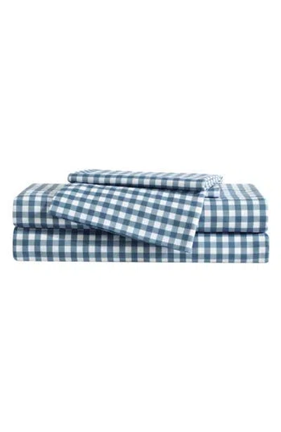 Eddie Bauer Preston Check Microfiber Sheet Set In Blue