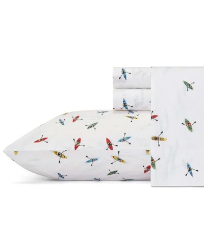 Eddie Bauer Printed 100% Cotton Percale 3-pc. Sheet Set, Twin Xl In White