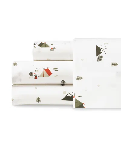 Eddie Bauer Printed 100% Cotton Percale 3-pc. Sheet Set, Twin Xl In Cascade Camping