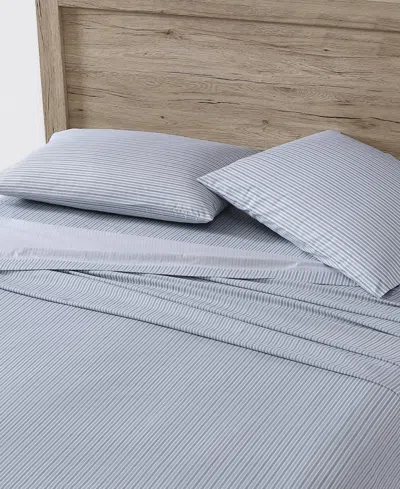 Eddie Bauer Printed 100% Cotton Percale 3-pc. Sheet Set, Twin Xl In Ticking Stripe Navy
