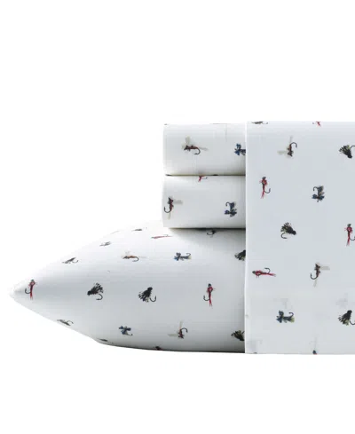 Eddie Bauer Printed 100% Cotton Percale 4-pc. Sheet Set, Full In Fishing Flies