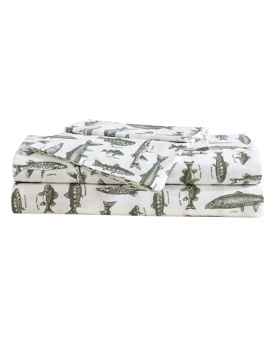 EDDIE BAUER PRINTED 100% COTTON PERCALE 4-PC. SHEET SET, QUEEN