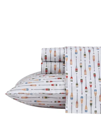 Eddie Bauer Printed 100% Cotton Percale 4-pc. Sheet Set, Queen In Canoe Lake Paddle