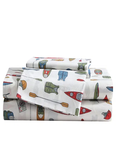 Eddie Bauer Printed 100% Cotton Percale 4-pc. Sheet Set, Queen In Kayak Adventure