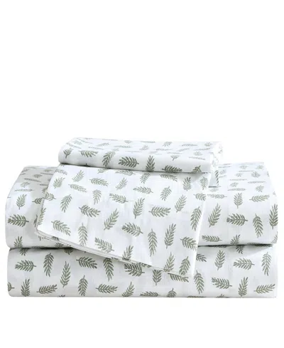 Eddie Bauer Printed 100% Cotton Percale 4-pc. Sheet Set, Queen In Laurel Leaves