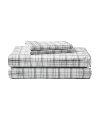 Eddie Bauer Printed Cotton Flannel 3-pc. Sheet Set, Twin In Beacon Hill Pastel Grey