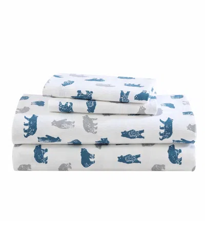 Eddie Bauer Printed Cotton Flannel 3-pc. Sheet Set, Twin In Bear Mountain Gray