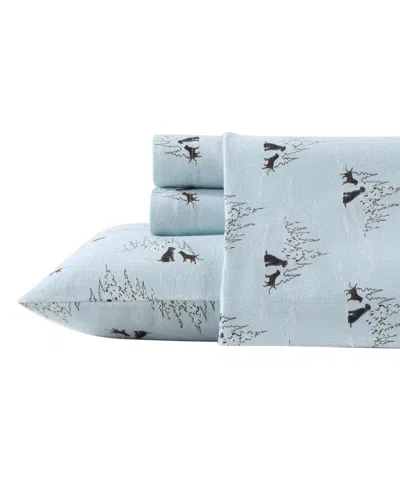 Eddie Bauer Printed Cotton Flannel 3-piece Sheet Set, Twin In Dog Friends Blue