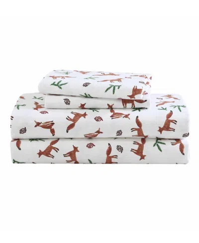 Eddie Bauer Printed Cotton Flannel 3-piece Sheet Set, Twin In Fox Trail Orange