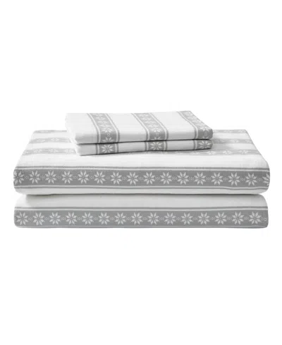 Eddie Bauer Printed Cotton Flannel 4-pc. Sheet Set, Queen In Snowflake Fair Isle