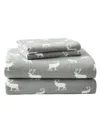 Eddie Bauer Printed Cotton Flannel 4-pc. Sheet Set, Full In Elk Grove Grey