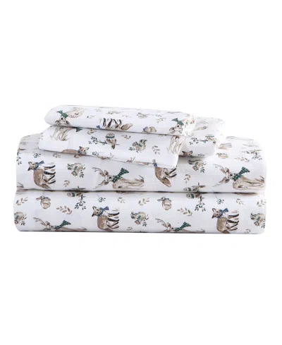 Eddie Bauer Printed Cotton Flannel 4-piece Sheet Set, Full In Woodland Friends