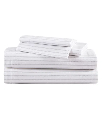 Eddie Bauer Printed Cotton Flannel 4-piece Sheet Set, King In Trail Stripe