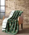 Eddie Bauer Printed Lush Flannel Throw, 70" X 60" In Green