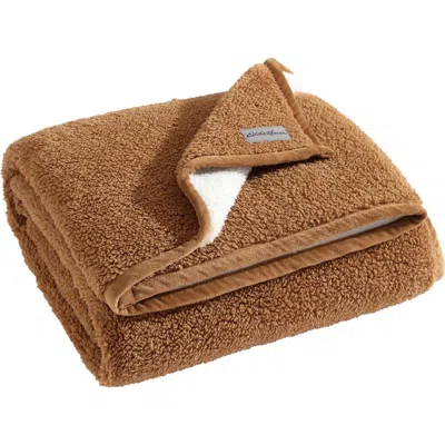 Eddie Bauer Reversible Fleece Throw Blanket In Brown