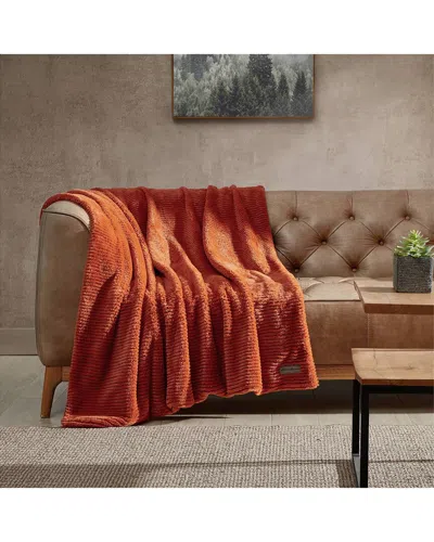 EDDIE BAUER EDDIE BAUER RIBBED SUPER SOFT STRIPE SOLID MICROFLEECE-REVERSIBLE THROW  BLANKET