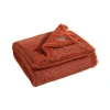 Eddie Bauer Ribbed Super Soft Stripe Solid Microfleece-reversible Throw Blanket In Orange
