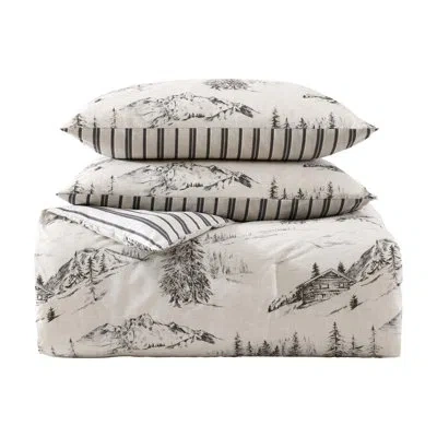 Eddie Bauer Rocky Mountain Cabin Cotton Reversible Grey Duvet Cover Set In Gray