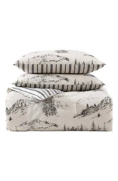 Eddie Bauer Rocky Mountain Cabin Reverisble Comforter Set In Light Grey/beige