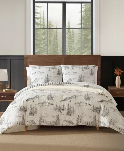 Eddie Bauer Rocky Mountain Cabin Reversible 3-piece Comforter Set, Full/queen In Neutral