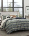 Eddie Bauer Rugged Plaid Microsuede Reversible Comforter Sets In Gray