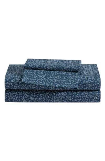 Eddie Bauer Sea Planes 200 Thread Count 100% Cotton Percale Sheet Set In Blue