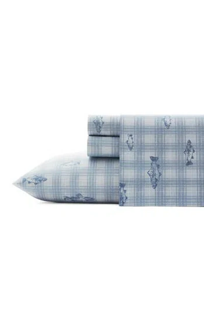 Eddie Bauer Sea Planes 200 Thread Count 100% Cotton Percale Sheet Set In Blue