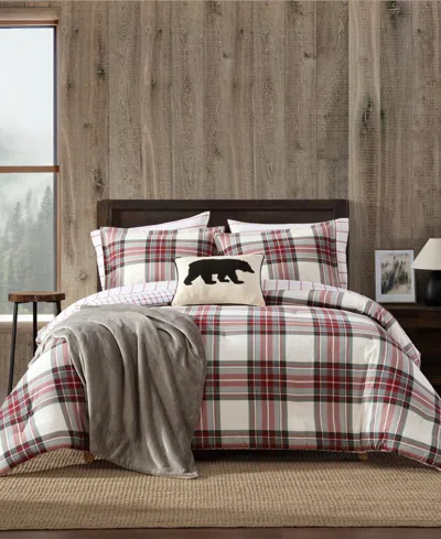 Eddie Bauer Serenity Plaid Printed Flannel 3-pc. Comforter Set, King In Red