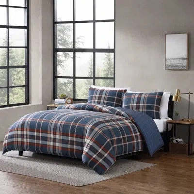 Eddie Bauer Shasta Lake Navy Reversible Comforter Set In Blue;navy