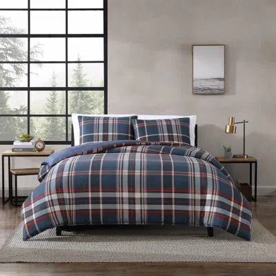 Eddie Bauer Shasta Lake Reversible Navy Duvet Cover Set In Blue