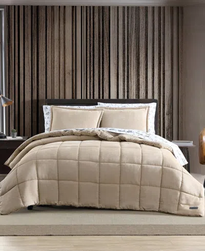 Eddie Bauer Sherwood Micro-suede Comforter Set, King In Saddle Beige