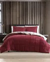 Eddie Bauer Sherwood Reversible Micro-suede Sherpa Comforter Set, Twin In Red