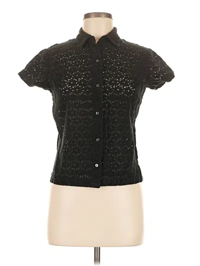 Pre-owned Eddie Bauer Short Sleeve Blouse In Black