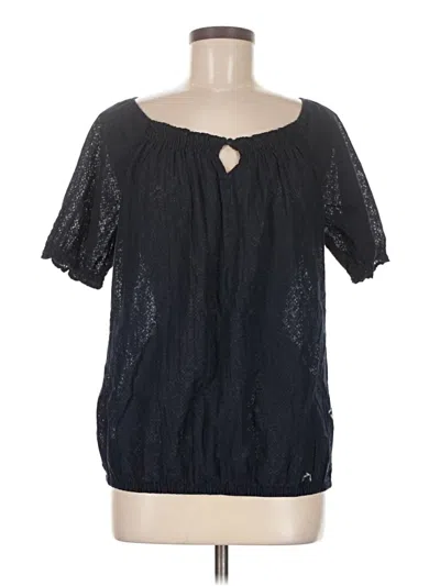 Pre-owned Eddie Bauer Short Sleeve Blouse In Black