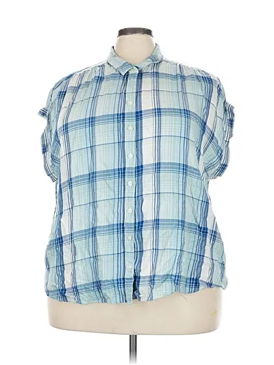 Pre-owned Eddie Bauer Short Sleeve Blouse In Blue