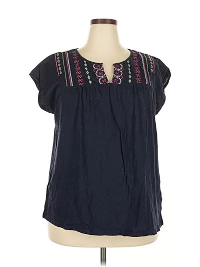 Pre-owned Eddie Bauer Short Sleeve Blouse In Blue
