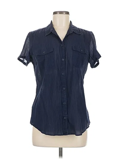 Pre-owned Eddie Bauer Short Sleeve Blouse In Blue