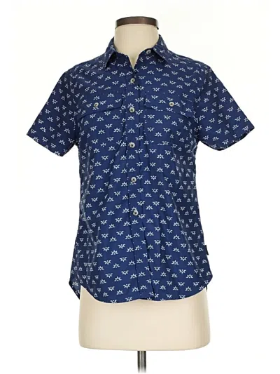 Pre-owned Eddie Bauer Short Sleeve Blouse In Blue