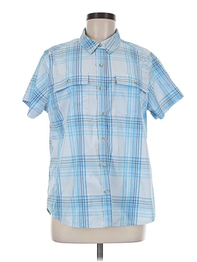 Pre-owned Eddie Bauer Short Sleeve Blouse In Blue