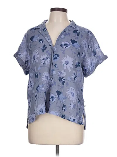 Pre-owned Eddie Bauer Short Sleeve Blouse In Blue