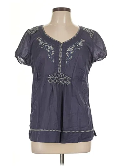 Pre-owned Eddie Bauer Short Sleeve Blouse In Gray