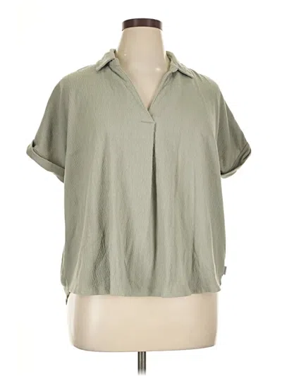 Pre-owned Eddie Bauer Short Sleeve Blouse In Green