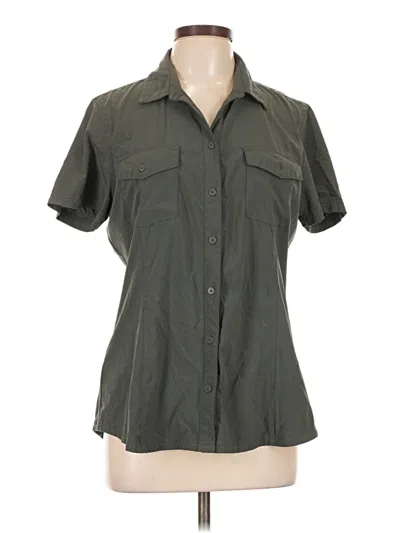 Pre-owned Eddie Bauer Short Sleeve Blouse In Green