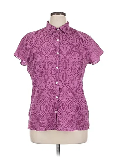 Pre-owned Eddie Bauer Short Sleeve Blouse In Purple