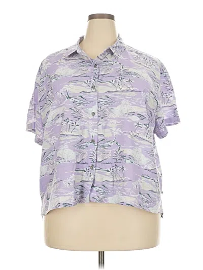 Pre-owned Eddie Bauer Short Sleeve Blouse In Purple