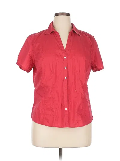 Pre-owned Eddie Bauer Short Sleeve Blouse In Red